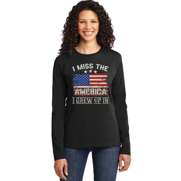 I Miss The America I Grew Up In Vintage American Ladies Long Sleeve Shirt