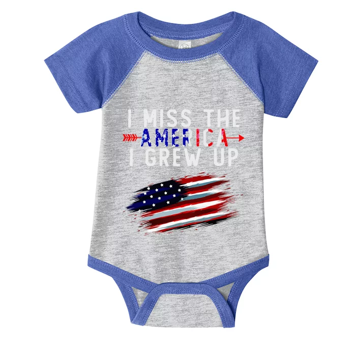 I Miss The America I Grew Up In Distress American Flag Infant Baby Jersey Bodysuit