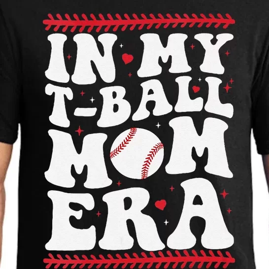 In My T Ball Mom Era Groovy Funny Ball Mom Mothers Day Pajama Set