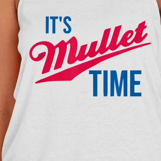 It’s Mullet Time, Funny Redneck Mullet Women's Knotted Racerback Tank