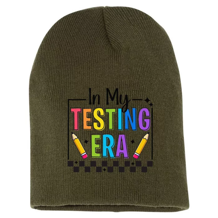 In My Testing Era Testing Day Teacher Funny Test Day Short Acrylic Beanie