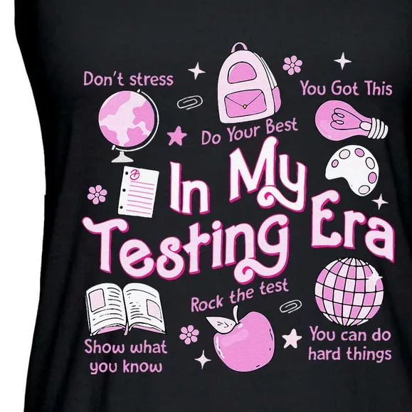 In My Testing Era Teachers Student Rock The Test Testing Day Ladies Essential Flowy Tank