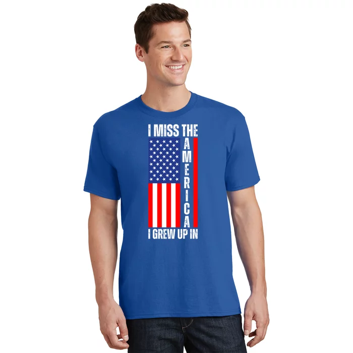 I Miss The America I Grew Up In Upside Down American Flag Gift T-Shirt