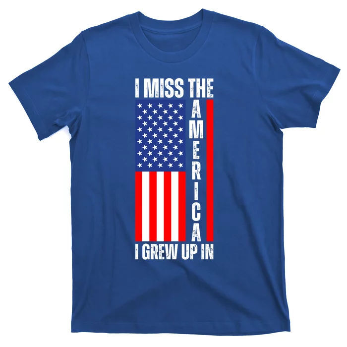 I Miss The America I Grew Up In Upside Down American Flag Gift T-Shirt