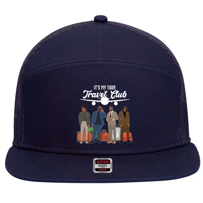 It's My Turn Travel Club Traveling Black African American Men 7 Panel Mesh Trucker Snapback Hat