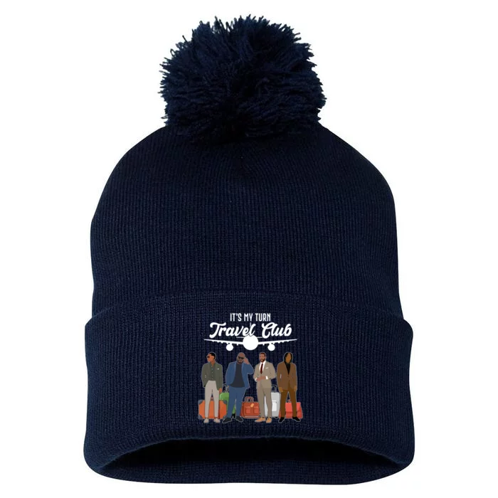 It's My Turn Travel Club Traveling Black African American Men Pom Pom 12in Knit Beanie