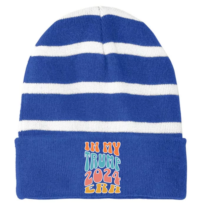 In My Trump 2024 Era Pro Trump Supporter Trump Gift Striped Beanie with Solid Band