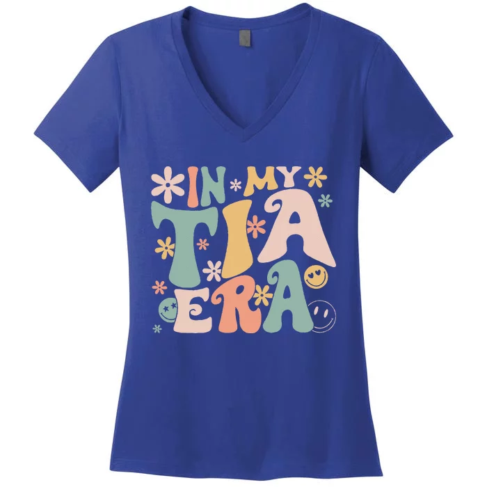 In My Tia Era Retro Groovy Funny Cool Aunt Auntie Club Women's V-Neck T-Shirt