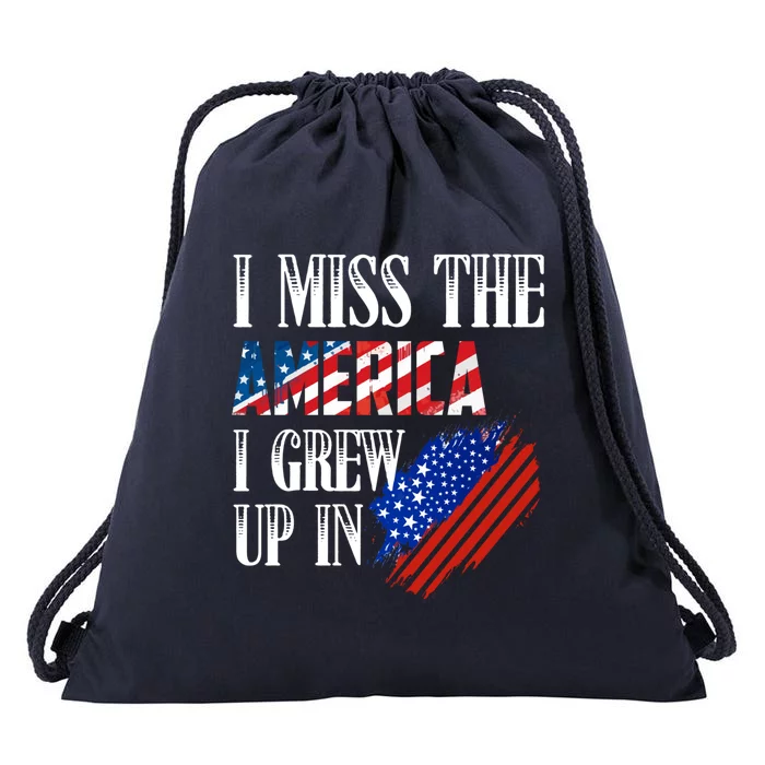 I Miss The America I Grew Up In Distress American Flag Cute Gift Drawstring Bag