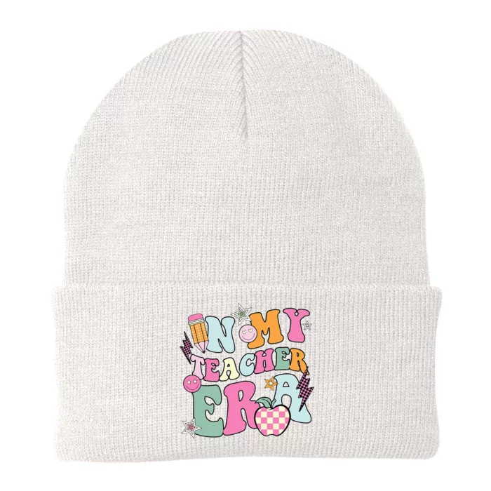 In My Teaching Era Best Teacher Appreciation Retro Groovy Knit Cap Winter Beanie