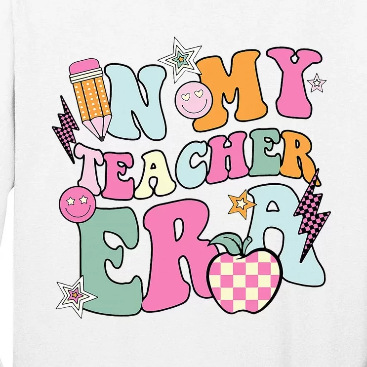 In My Teaching Era Best Teacher Appreciation Retro Groovy Tall Long Sleeve T-Shirt