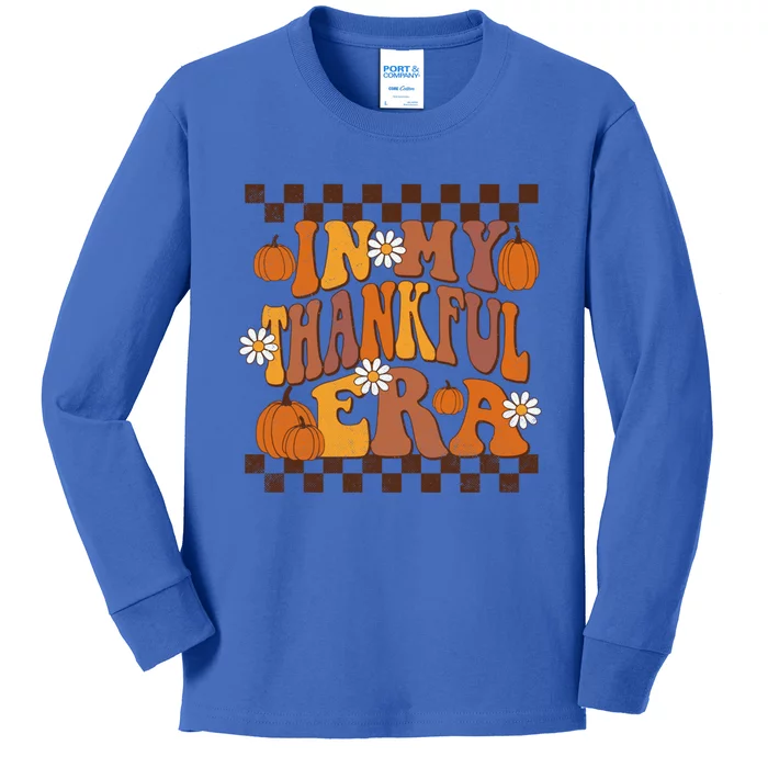 In My Thankful Era Thanksgiving Fall Retro Groovy Family Gift Kids Long Sleeve Shirt