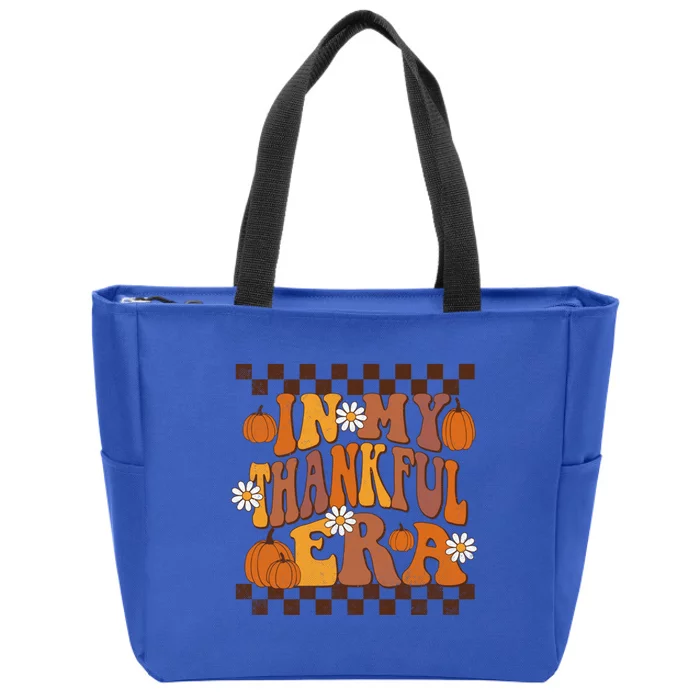 In My Thankful Era Thanksgiving Fall Retro Groovy Family Gift Zip Tote Bag