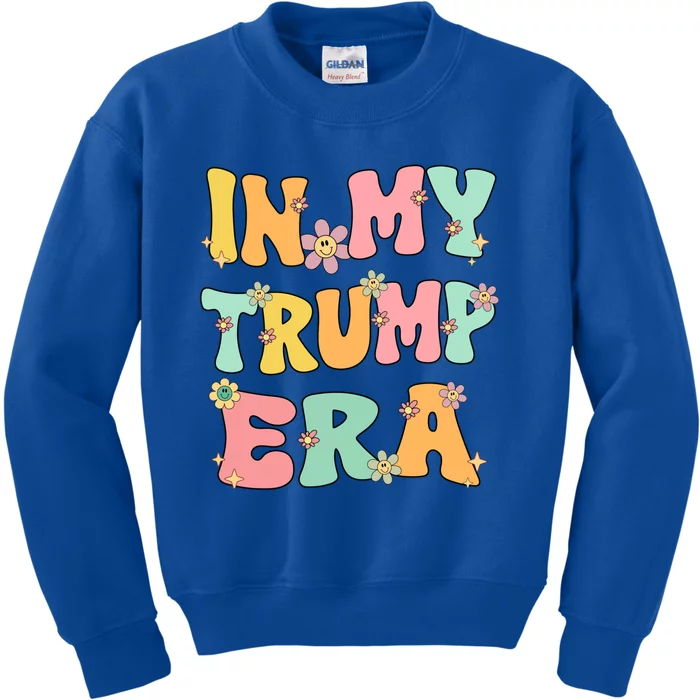 In My Trump Era Retro Groovy Trump 2024 Election Gift Kids Sweatshirt