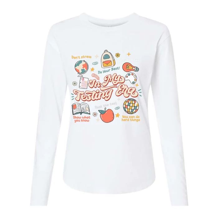 In My Testing Era Teachers Student Rock The Test Testing Day Womens Cotton Relaxed Long Sleeve T-Shirt