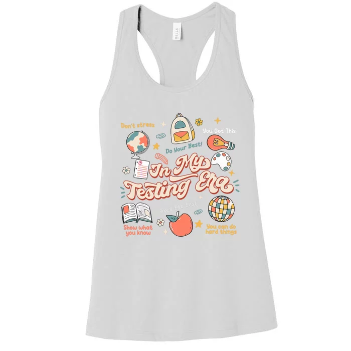 In My Testing Era Teachers Student Rock The Test Testing Day Women's Racerback Tank