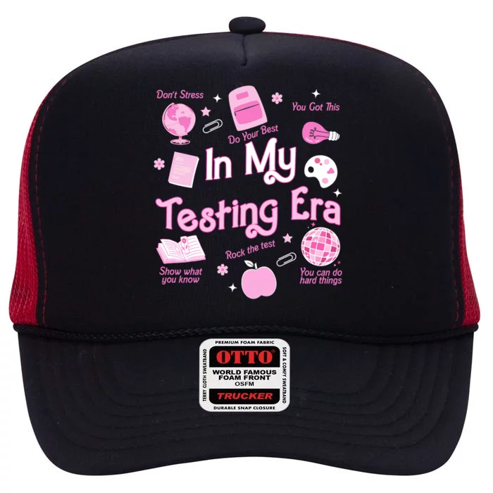 In My Testing Era Teachers Student Rock Testing Day High Crown Mesh Trucker Hat