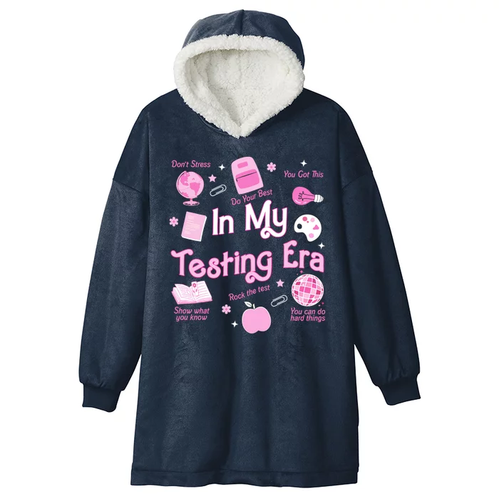 In My Testing Era Teachers Student Rock Testing Day Hooded Wearable Blanket