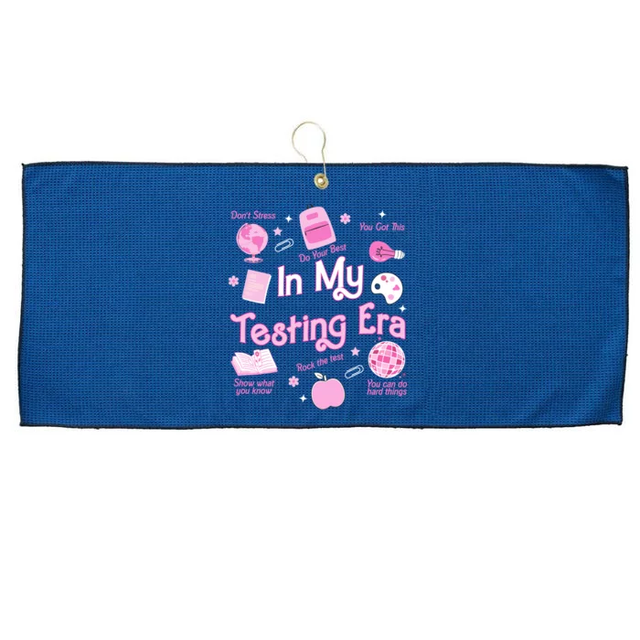 In My Testing Era Teachers Student Rock Testing Day Large Microfiber Waffle Golf Towel