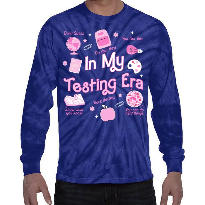 In My Testing Era Teachers Student Rock Testing Day Tie-Dye Long Sleeve Shirt