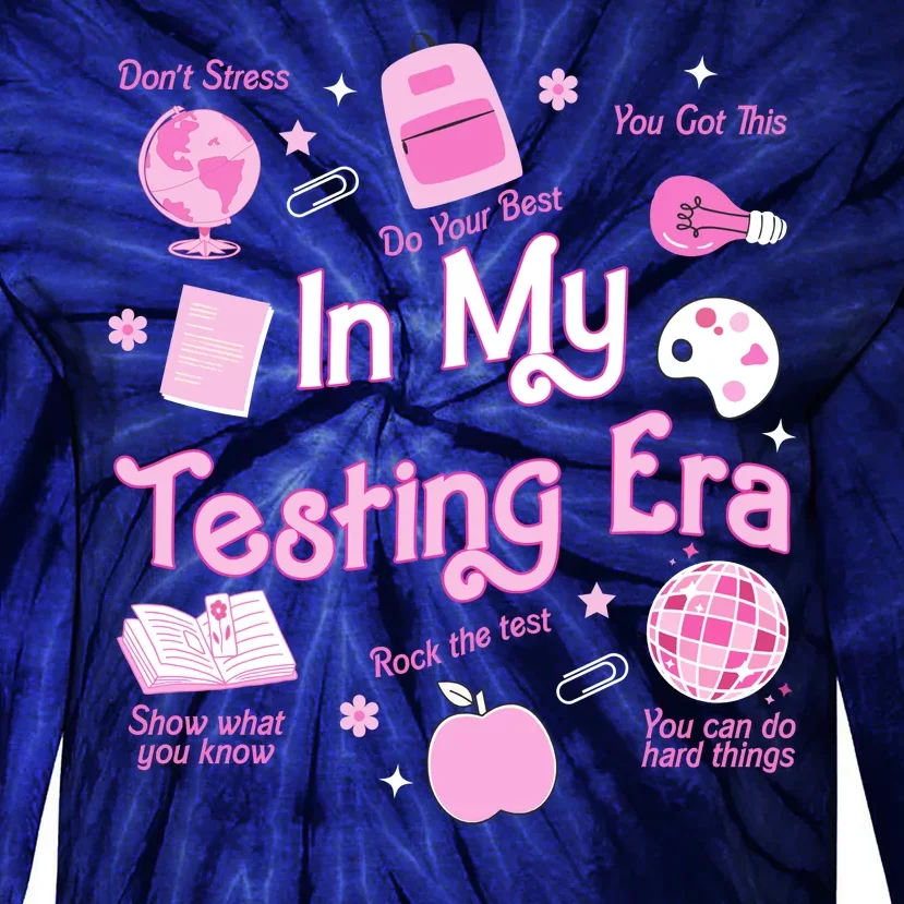 In My Testing Era Teachers Student Rock Testing Day Tie-Dye Long Sleeve Shirt