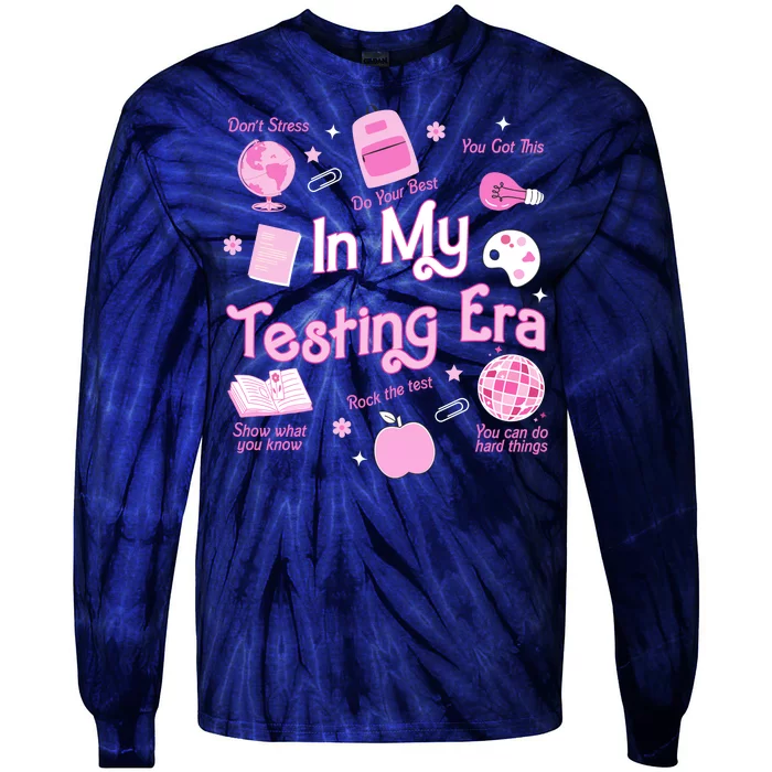 In My Testing Era Teachers Student Rock Testing Day Tie-Dye Long Sleeve Shirt