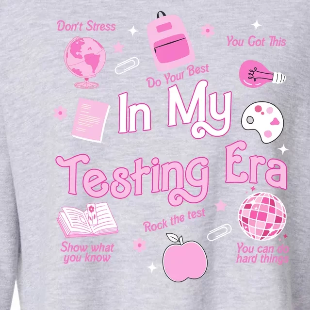 In My Testing Era Teachers Student Rock Testing Day Cropped Pullover Crew