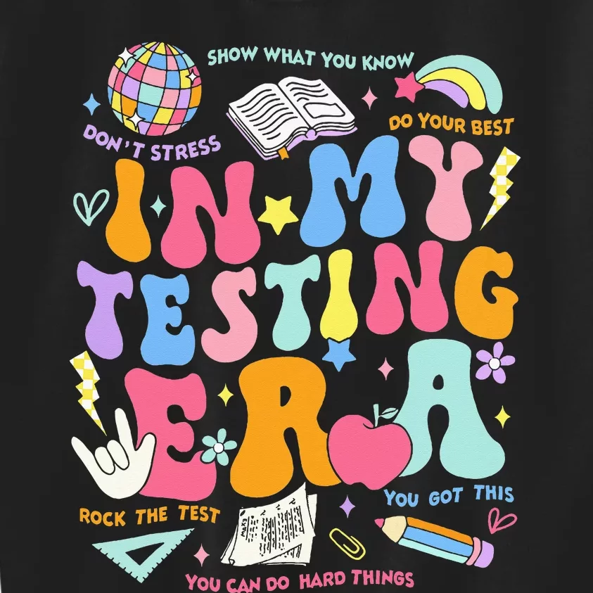 In My Testing Era Teachers Student Rock The Test Kids Sweatshirt