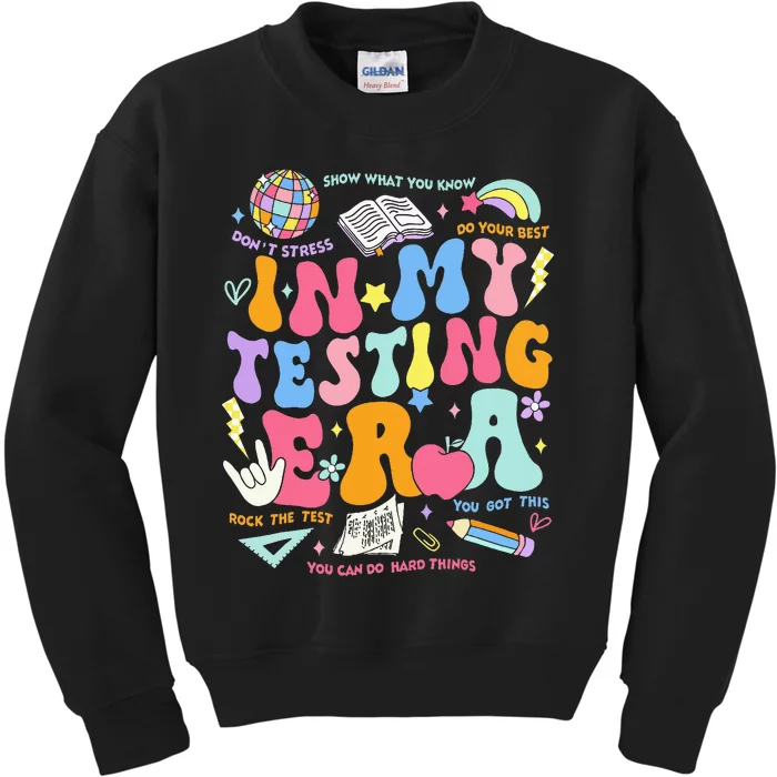 In My Testing Era Teachers Student Rock The Test Kids Sweatshirt