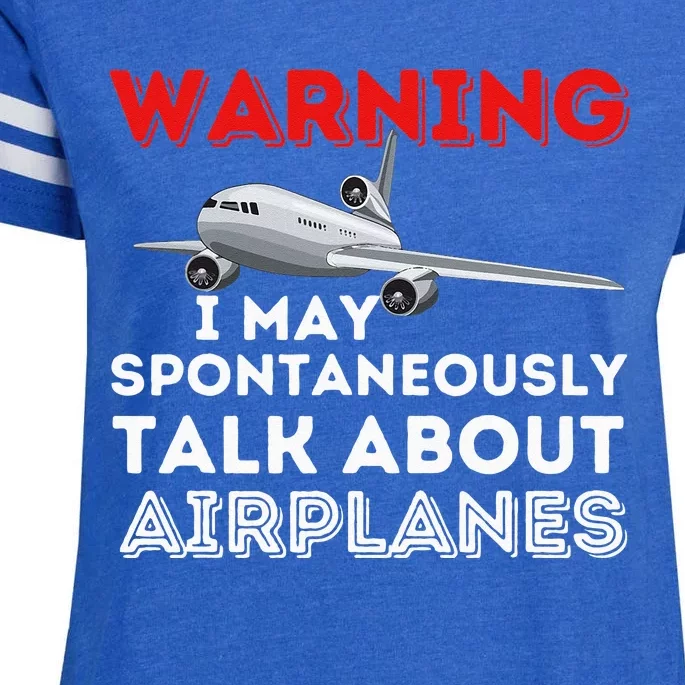 I May Talk About Airplanes Funny Pilot & Aviation Airplane Enza Ladies Jersey Football T-Shirt