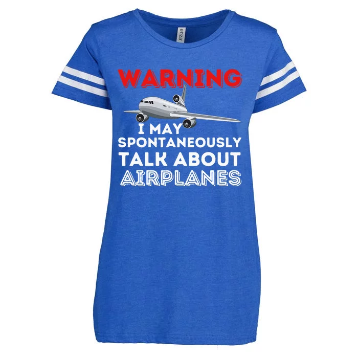 I May Talk About Airplanes Funny Pilot & Aviation Airplane Enza Ladies Jersey Football T-Shirt