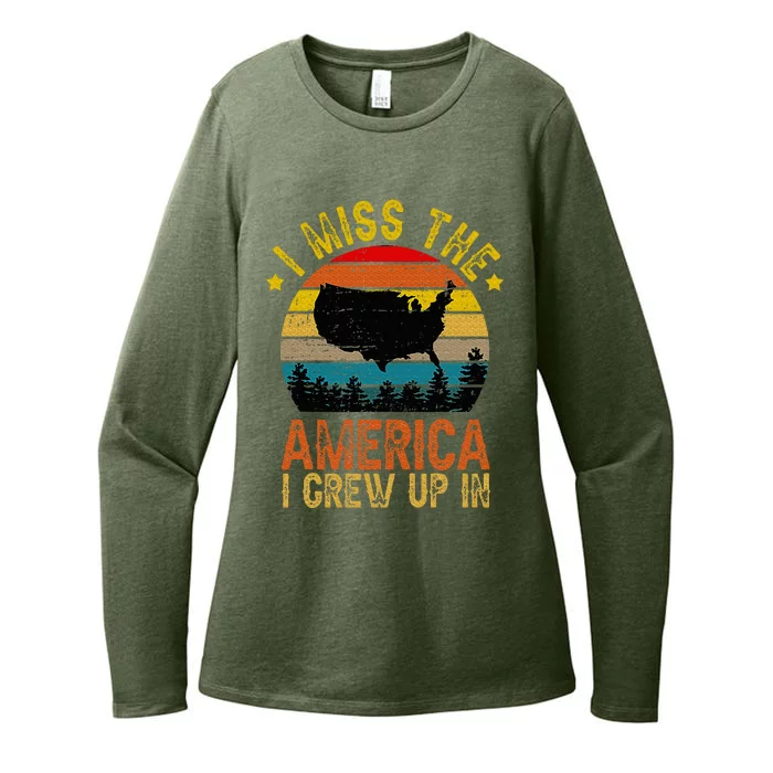 I Miss The America I Grew Up In American Map Vintage Womens CVC Long Sleeve Shirt