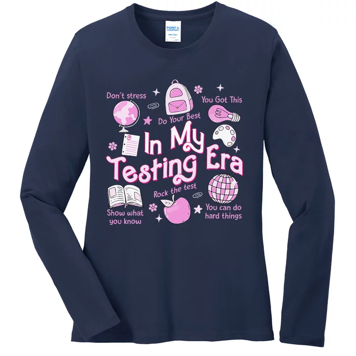 In My Testing Era Teachers Student Rock The Test Testing Day Ladies Long Sleeve Shirt