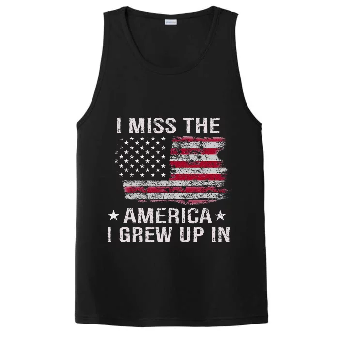 I Miss The America I Grew Up In Vintage American Usa Flag Performance Tank