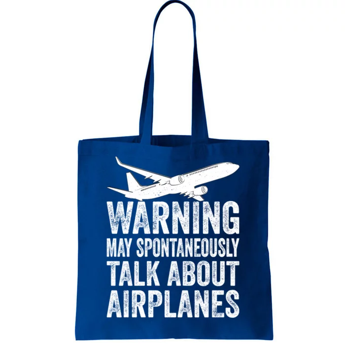 I May Talk About Airplanes Funny Pilot Aviation Airplane Gift Tote Bag