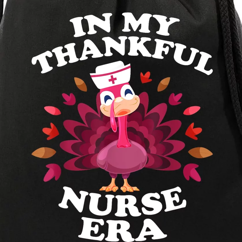 In My Thankful Nurse Era Retro Autumn Thanksgiving Nurse Drawstring Bag