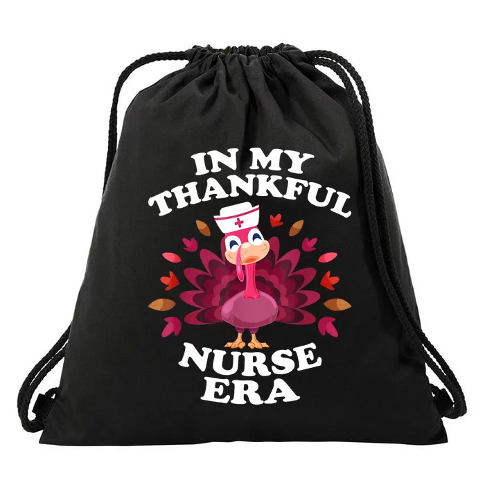 In My Thankful Nurse Era Retro Autumn Thanksgiving Nurse Drawstring Bag