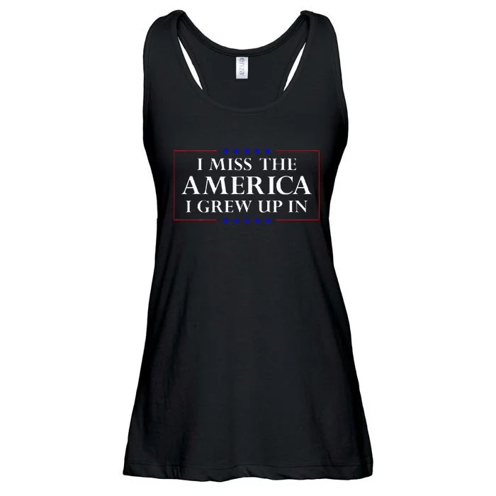 I Miss The America I Grew Up In American Flag Ladies Essential Flowy Tank