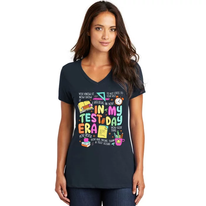 In My Test Day Era Teacher Testing Day Women's V-Neck T-Shirt