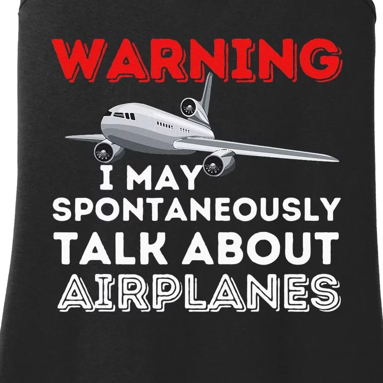 I May Talk About Airplanes Funny Pilot & Aviation Airplane Ladies Essential Tank