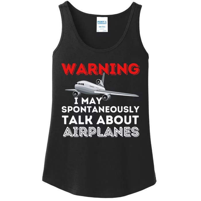 I May Talk About Airplanes Funny Pilot & Aviation Airplane Ladies Essential Tank