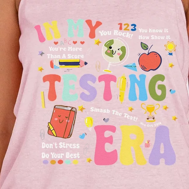 In My Testing Era Motivational Testing Day Funny Teacher Women's Knotted Racerback Tank