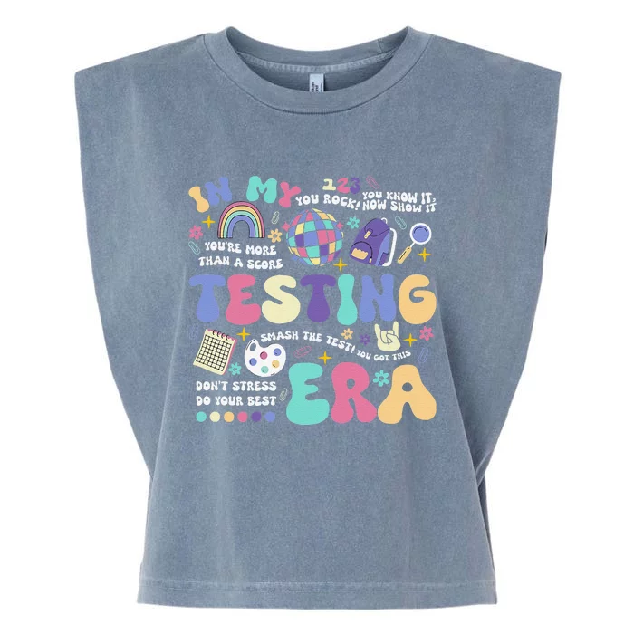 In My Testing Era School Day Teacher Student Rock The Test Garment-Dyed Women's Muscle Tee