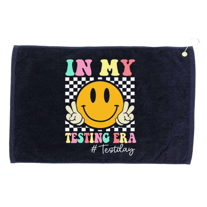 In My Testing Era Retro Smile Teacher Testing Test Day Grommeted Golf Towel