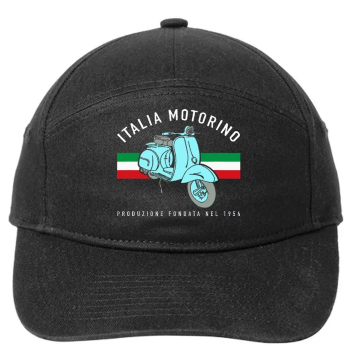 Italia Motorino Vintage Italian Scooter Italian Flag 7-Panel Snapback Hat