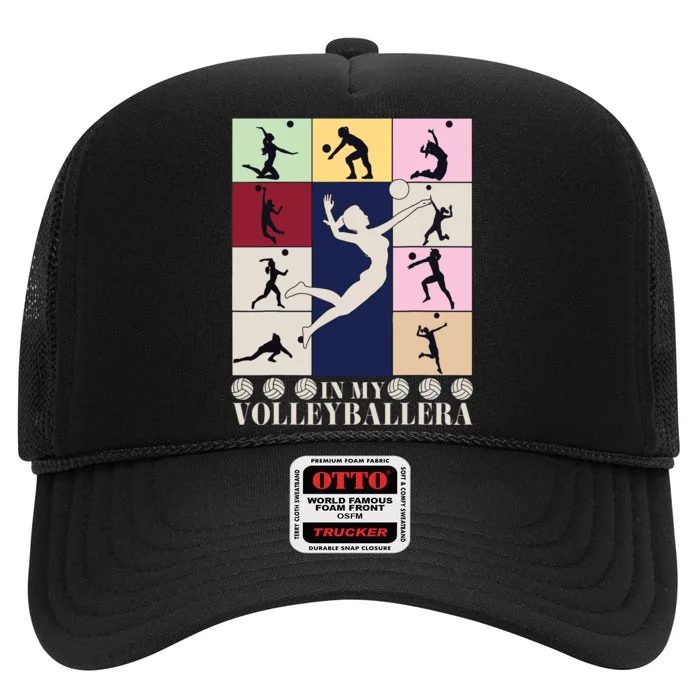 In My Volleyball Era Retro Vintage Volleyball Sport Game Day High Crown Mesh Trucker Hat