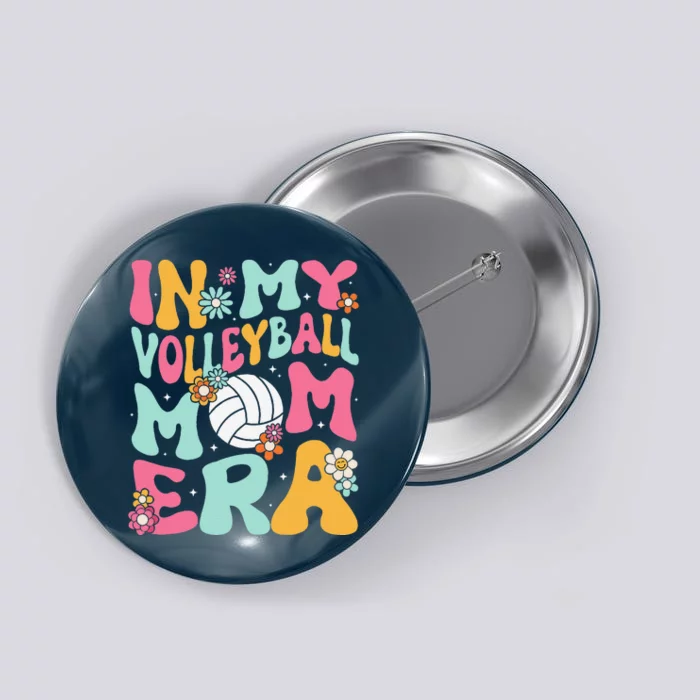 In My Volleyball Mom Era Game Day Cute Retro Volleyball Mama Button