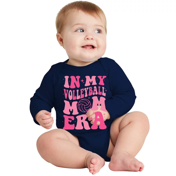 In My Volleyball Mom Era Mama Mothers Day Groovy (On Back) Baby Long Sleeve Bodysuit