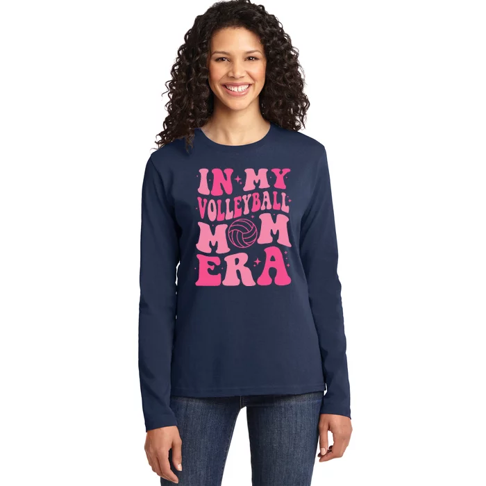 In My Volleyball Mom Era Mama Mothers Day Groovy (On Back) Ladies Long Sleeve Shirt