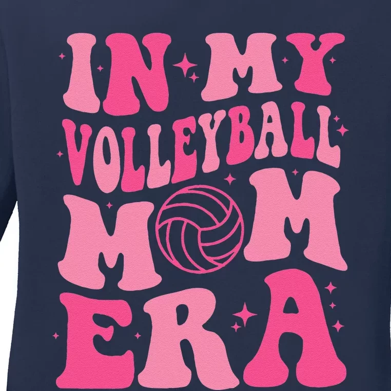 In My Volleyball Mom Era Mama Mothers Day Groovy (On Back) Ladies Long Sleeve Shirt